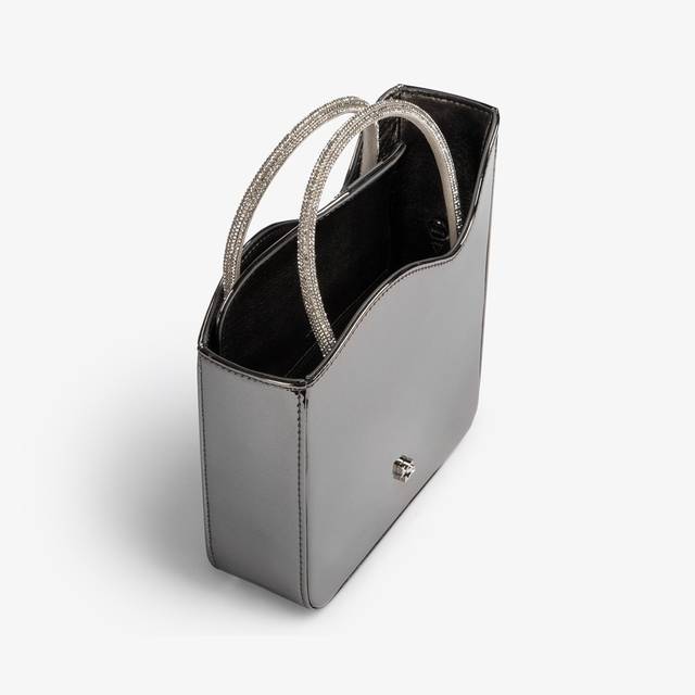 Le Silla Small bag metallizzata peltro e Cristalli In Vendita