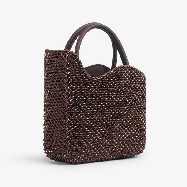 Le Silla Small bag gioiello rete marrone fondente e Cristalli Saldi
