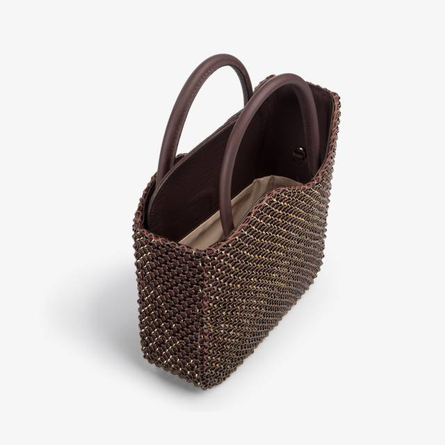 Le Silla Small bag gioiello rete marrone fondente e Cristalli Saldi