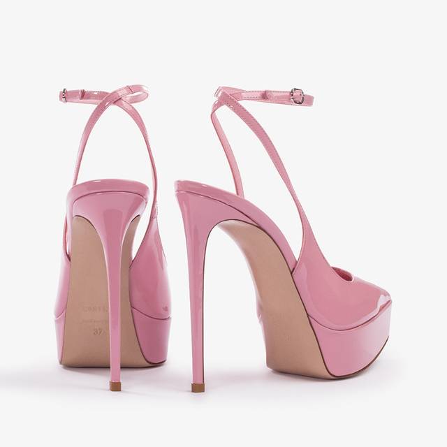 Le Silla Slingback con plateau vernice rosa dea Vendita Calda