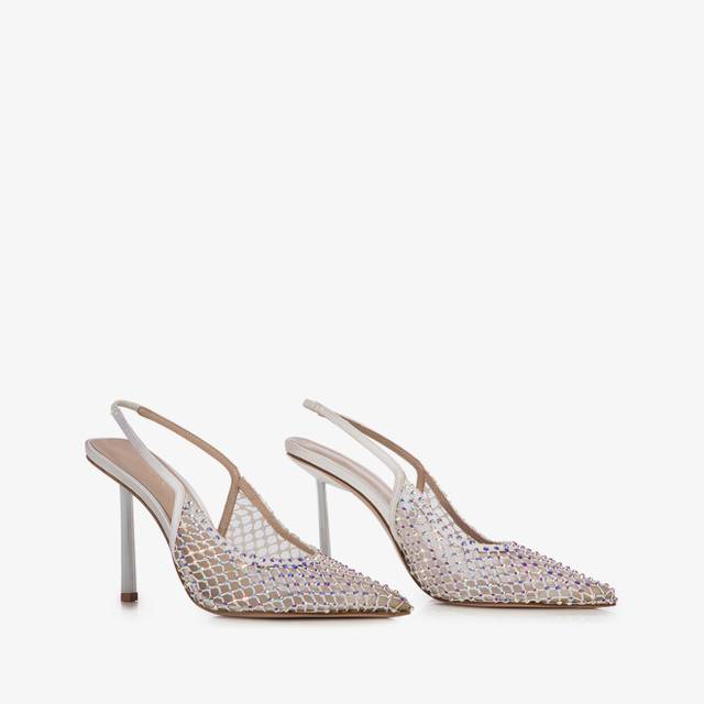 Le Silla Slingback gioiello rete bianca Italy