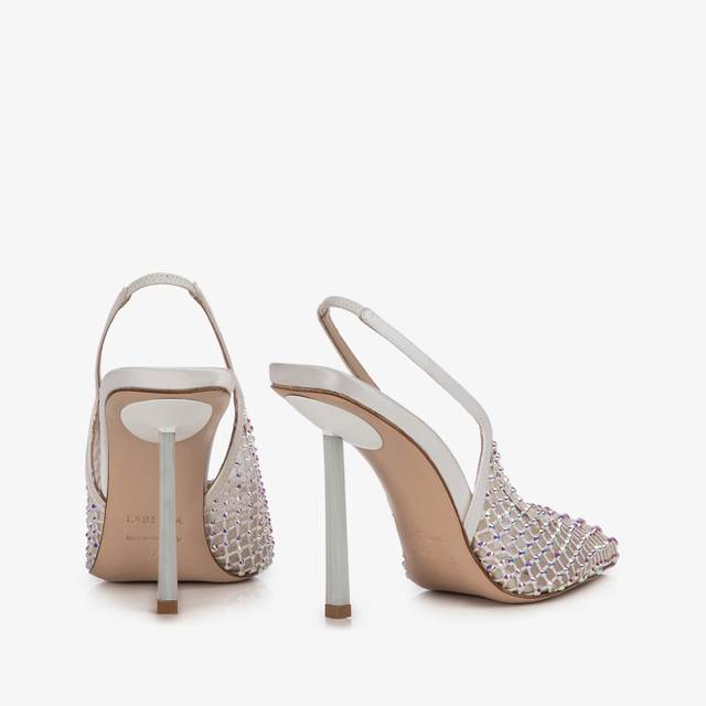 Le Silla Slingback gioiello rete bianca Italy