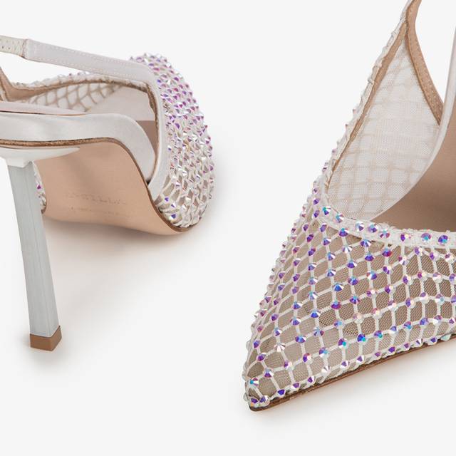 Le Silla Slingback gioiello rete bianca Italy