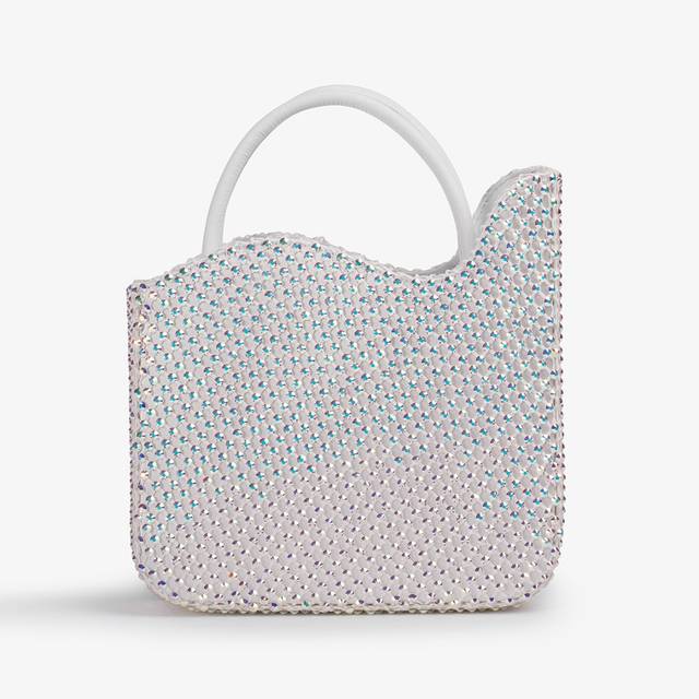 Le Silla Small bag raso bianca con Cristalli Italia