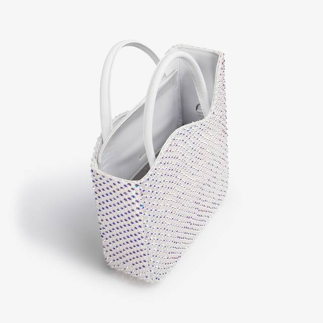 Le Silla Small bag raso bianca con Cristalli Italia