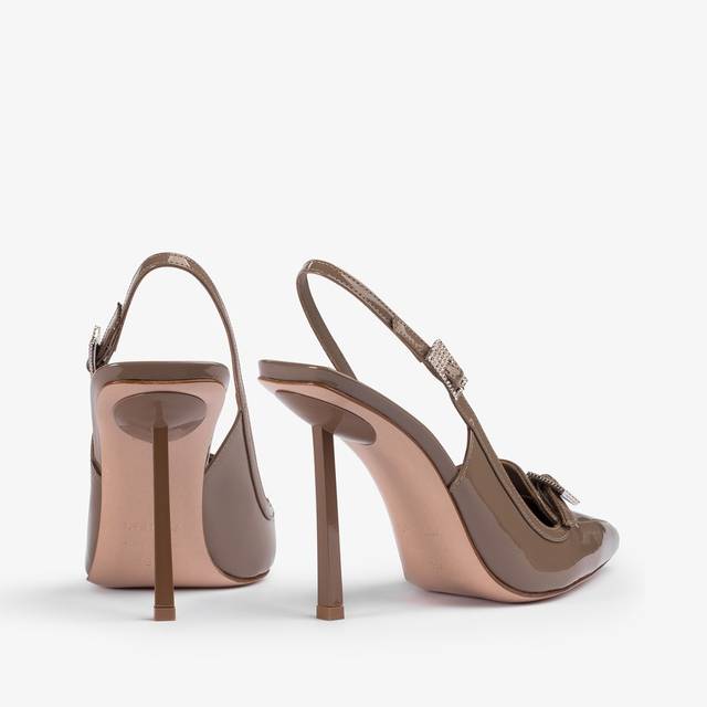 Le Silla Slingback mocassino vernice grigio sesamo 2025