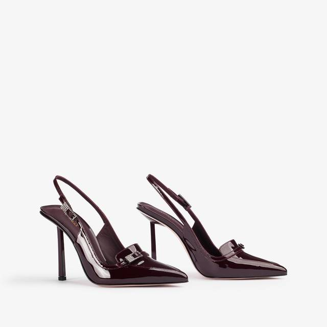 Le Silla Slingback mocassino vernice rossa cherry In Linea