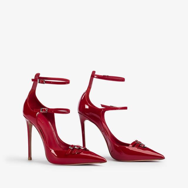 Le Silla Décolleté con listini vernice rossa Nuovo