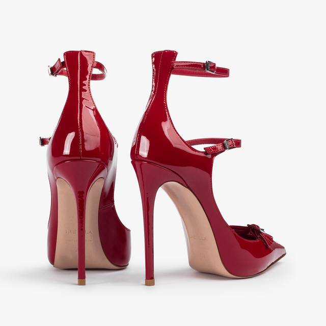 Le Silla Décolleté con listini vernice rossa Nuovo