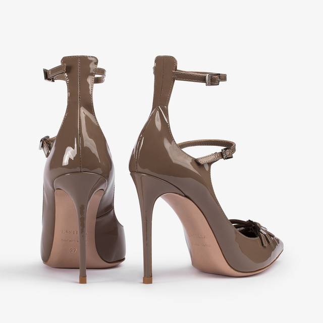 Le Silla Décolleté con listini vernice grigia sesamo Promozione