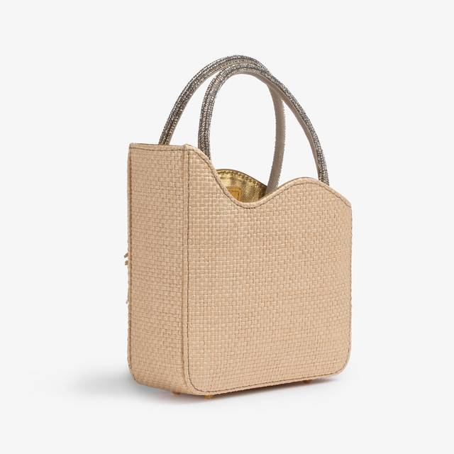 Le Silla Mini bag rafia beige naturale e Cristalli Soddisfazione Garantita