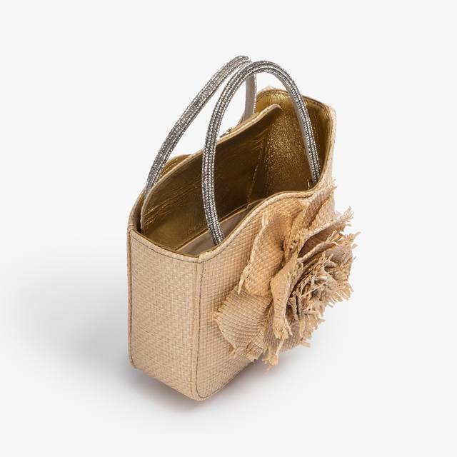 Le Silla Mini bag rafia beige naturale e Cristalli Soddisfazione Garantita