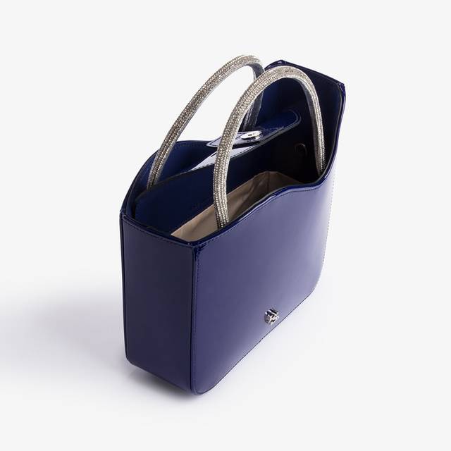 Le Silla Small bag vernice blu lazuli e Cristalli Qualità Garantita