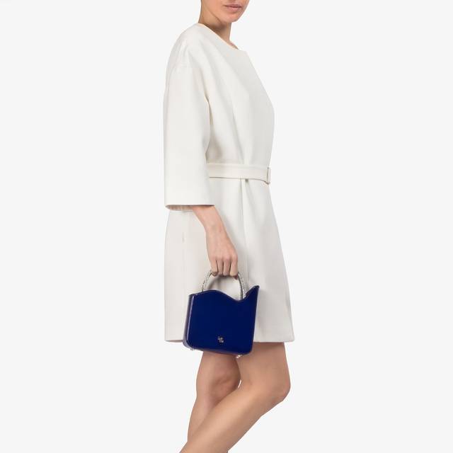 Le Silla Small bag vernice blu lazuli e Cristalli Qualità Garantita