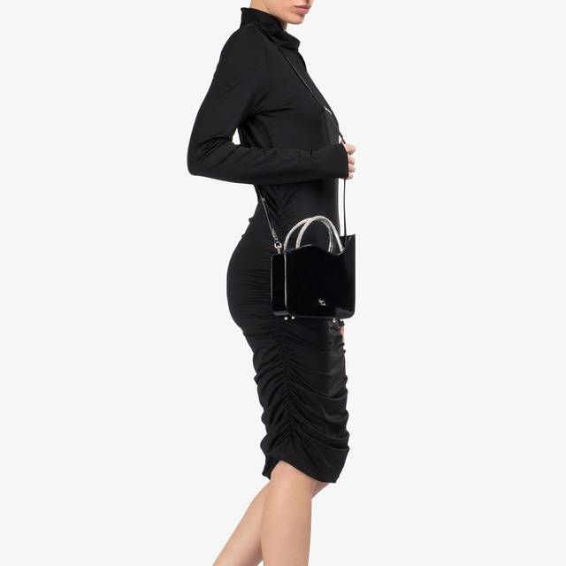 Le Silla Small bag vernice nera e Cristalli Acquista Ora