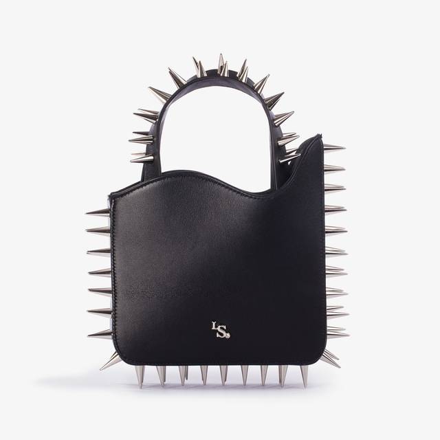 Le Silla Small bag pelle nera con borchie argento Consegna Veloce