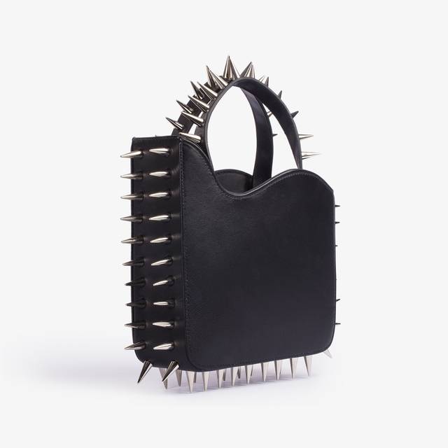 Le Silla Small bag pelle nera con borchie argento Consegna Veloce