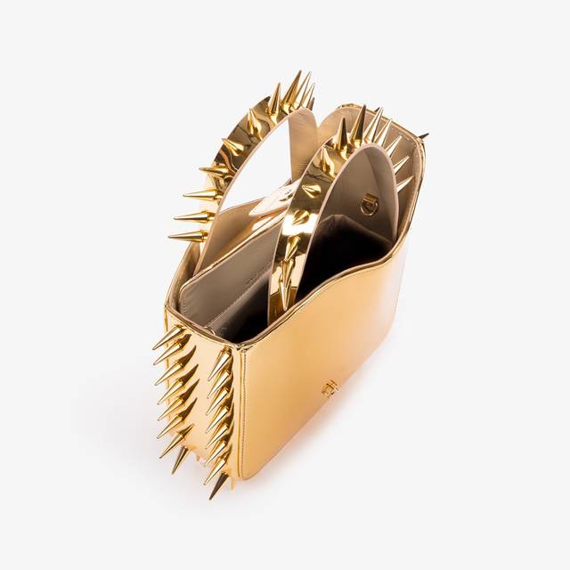 Le Silla Small bag metallizzata oro pepita con borchie Promozione Limitata
