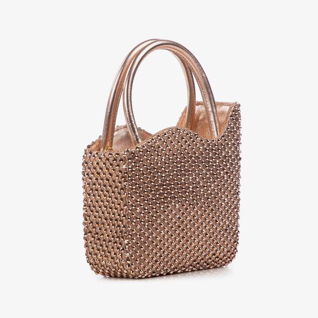 Le Silla Mini bag nappa oro rosa e Cristalli Fino Al -60%