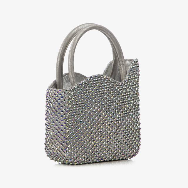 Le Silla Mini bag nappa argento eclissi e Cristalli Shopping Online