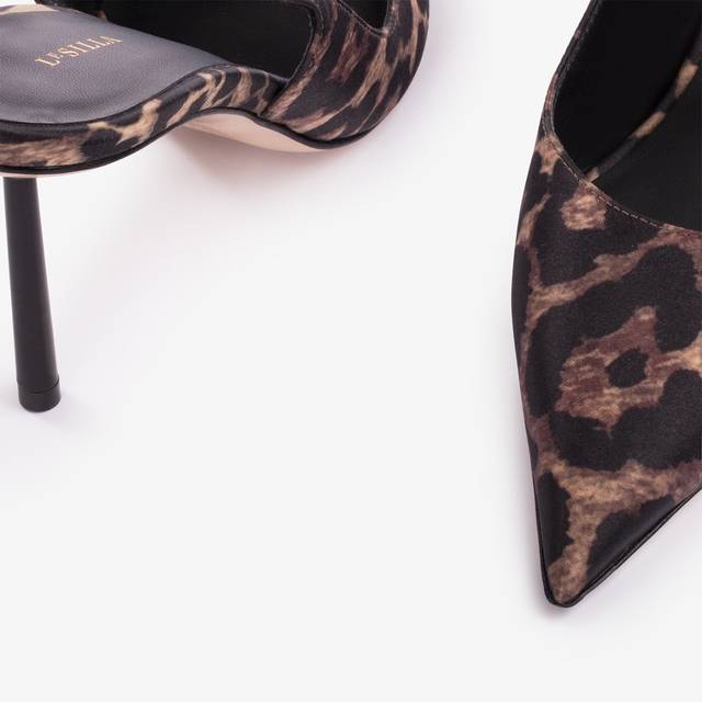 Le Silla Slingback raso stampa leopardata Vendita Economica