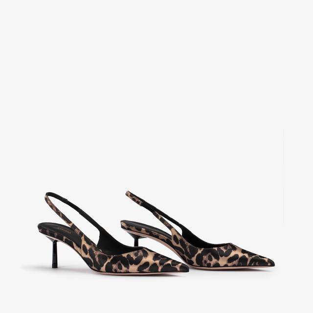 Le Silla Slingback raso stampa leopardata Saldi Di Fabbrica