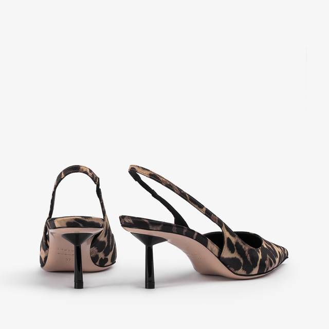 Le Silla Slingback raso stampa leopardata Saldi Di Fabbrica