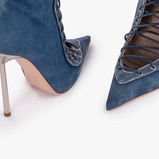 Le Silla Stivaletto con stringhe denim blu 2025