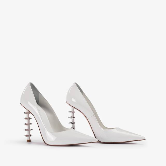 Le Silla Décolleté vernice bianca con borchie In Linea