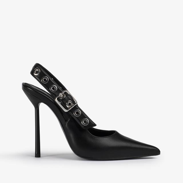 Le Silla Slingback pelle nera con occhielli argento Fino Al -60%