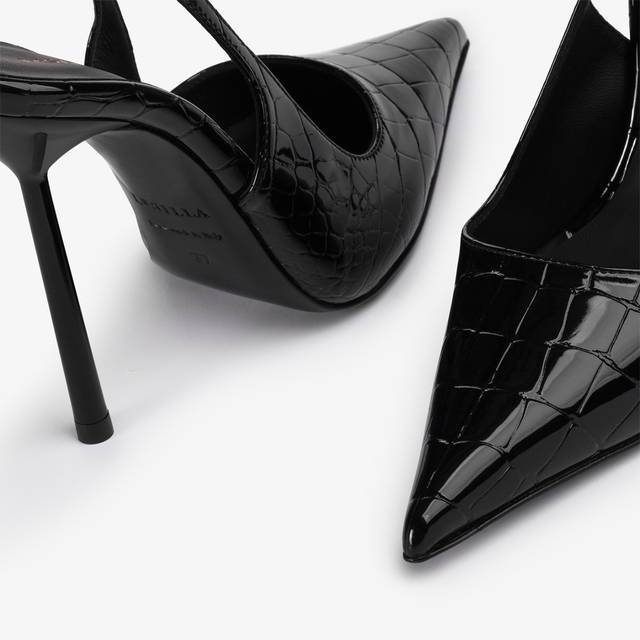 Le Silla Slingback stampa coccodrillo nera Shopping Online