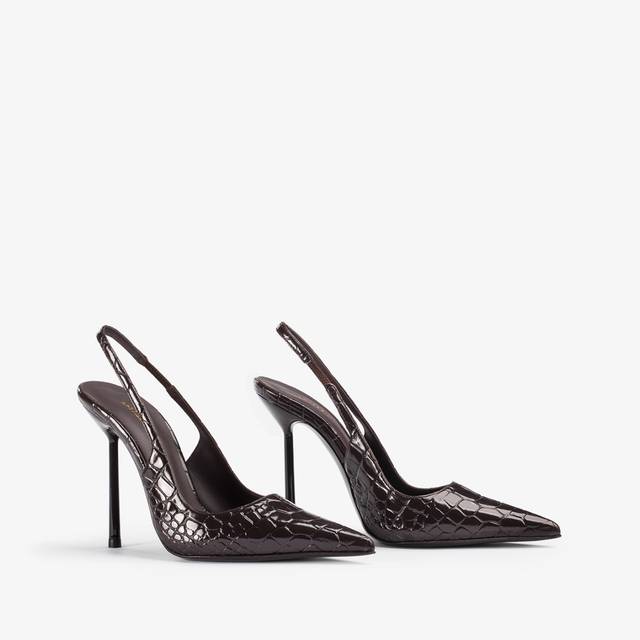 Le Silla Slingback stampa coccodrillo marrone fondente Affare Del Giorno
