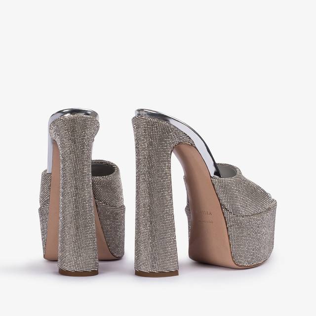 Le Silla Sandalo mule con plateau effetto pavé di Cristalli argento Online