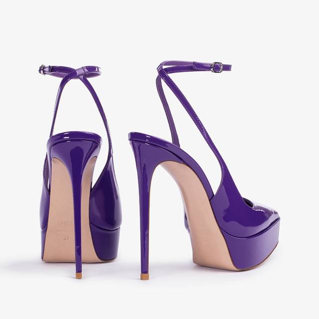 Le Silla Slingback con plateau vernice viola queen Outlet
