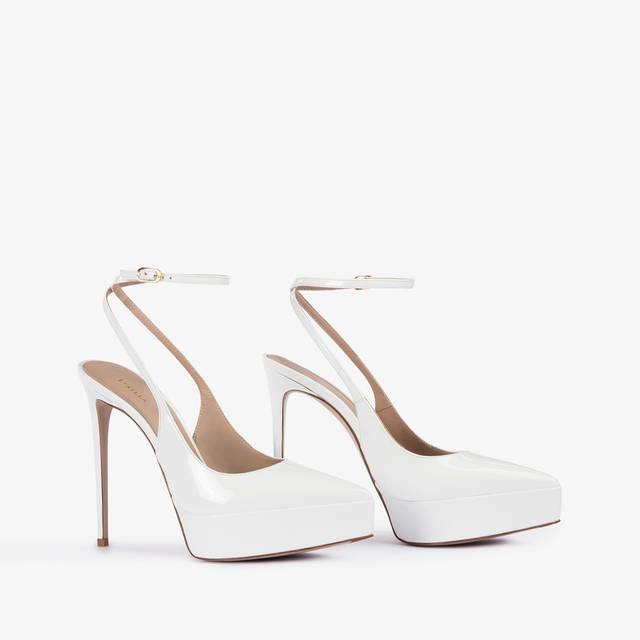 Le Silla Slingback con plateau vernice bianca Enormi risparmi