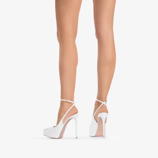 Le Silla Slingback con plateau vernice bianca Enormi risparmi