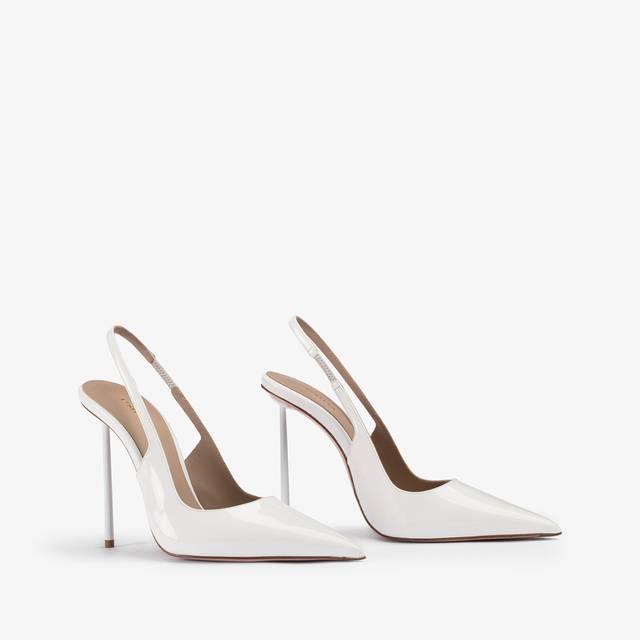 Le Silla Slingback vernice bianca carta Saldi