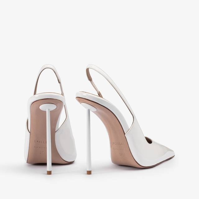 Le Silla Slingback vernice bianca carta Saldi
