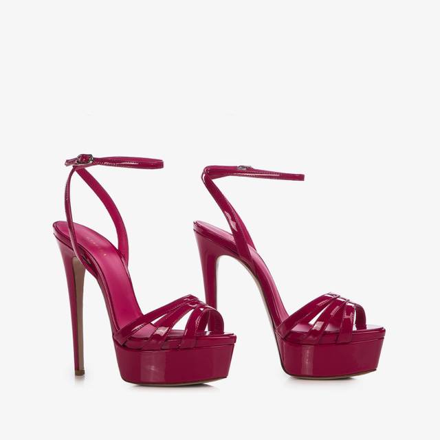 Le Silla Sandalo con plateau vernice fucsia cosmopolitan Vendita Economica
