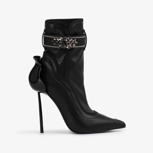 Le Silla Stivaletto pelle vegan nero con Cristalli argento Negozio