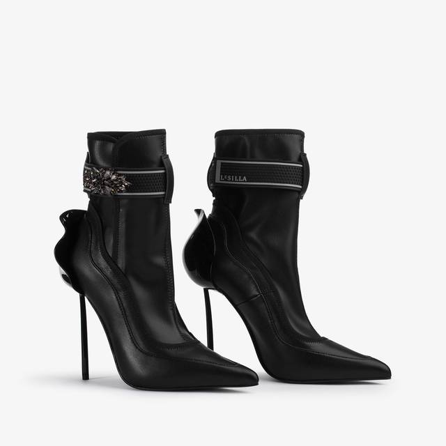 Le Silla Stivaletto pelle vegan nero con Cristalli argento Negozio