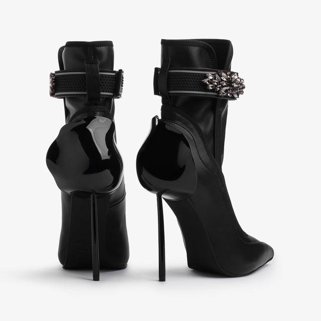 Le Silla Stivaletto pelle vegan nero con Cristalli argento Negozio