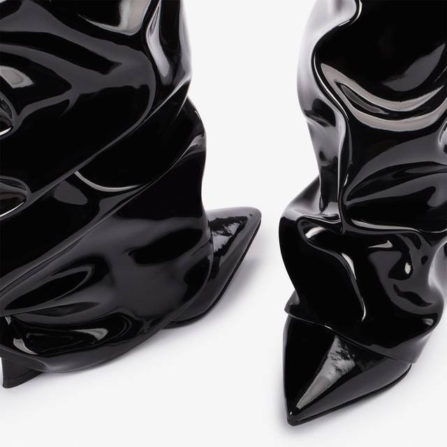 Le Silla Stivale al ginocchio d'ispirazione Western con risvolto vinile nero 2025