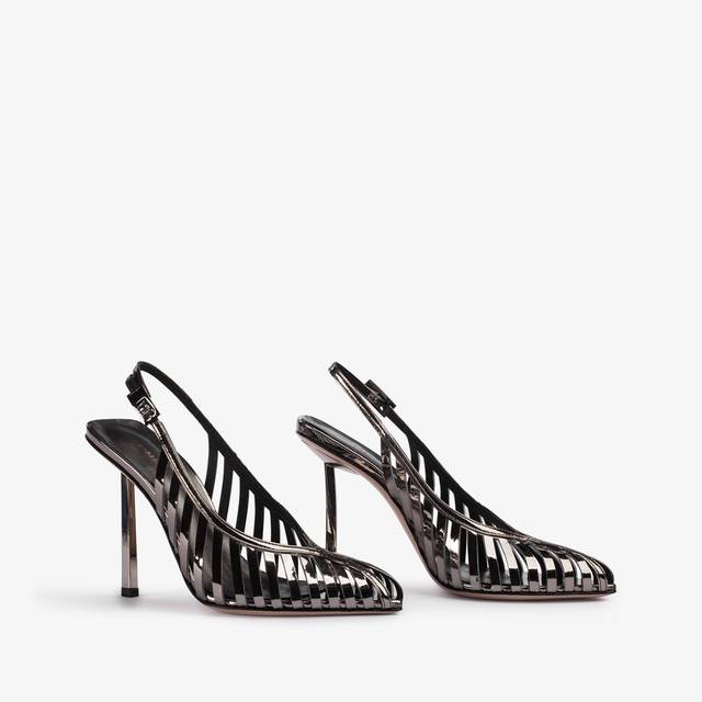 Le Silla Slingback con listini metallizzata peltro Vendita