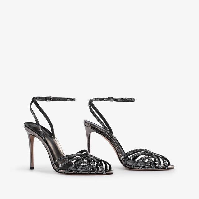 Le Silla Sandalo metallizzato peltro e Cristalli Spedizione Gratuita