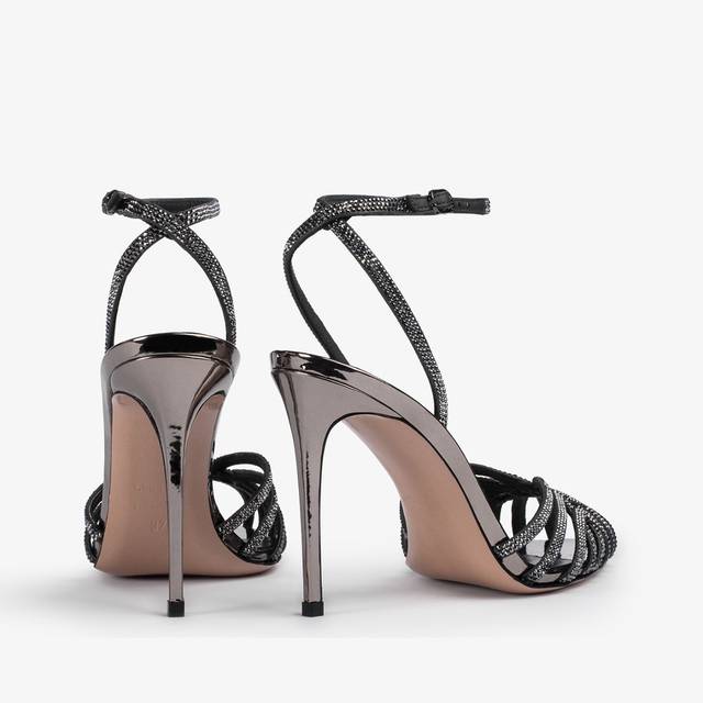 Le Silla Sandalo metallizzato peltro e Cristalli Spedizione Gratuita