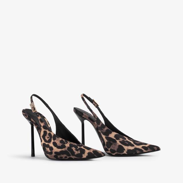 Le Silla Slingback raso stampa leopardata Pezzi Unici