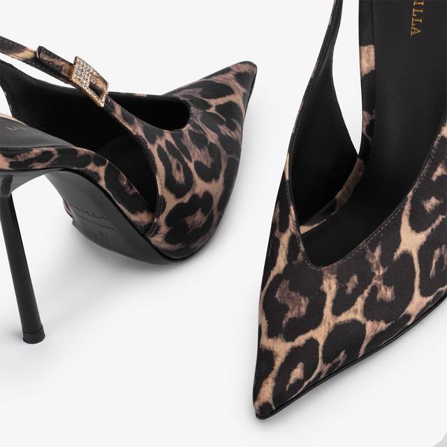 Le Silla Slingback raso stampa leopardata Pezzi Unici