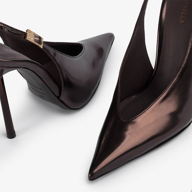 Le Silla Slingback metallizzata marrone fondente Soddisfazione Garantita