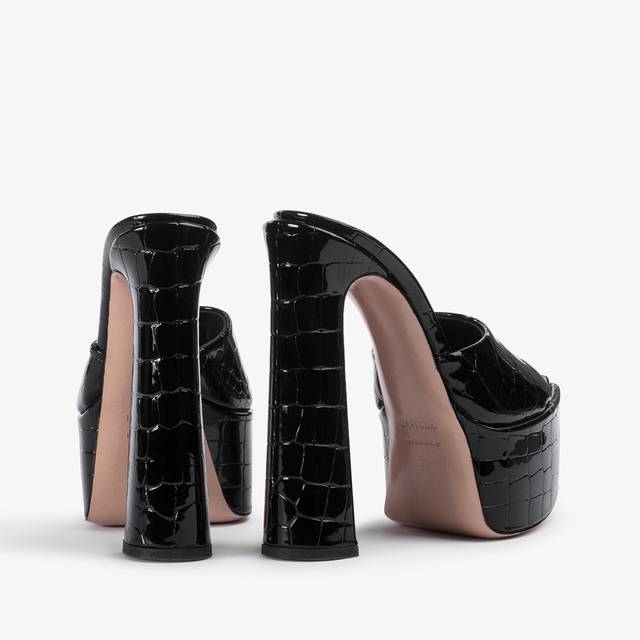 Le Silla Sandalo mule con plateau stampa cocco nero Qualità Garantita